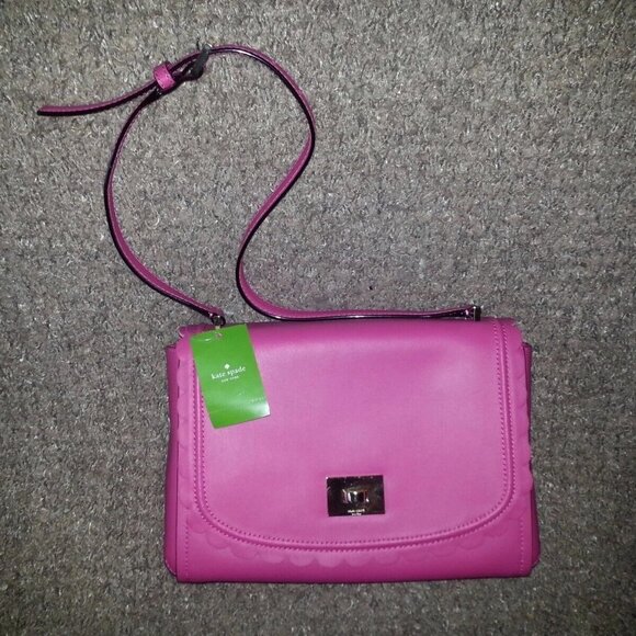 KATE SPADE-New York-Maple Court Jazmin-Pink Smooth Leather Crossbody-NWT - Picture 1 of 6